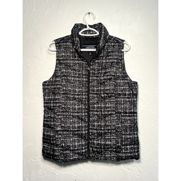 Lands End patterned insulated puffer down and feathers gorpcore vest women small - Picture 1 of 7
